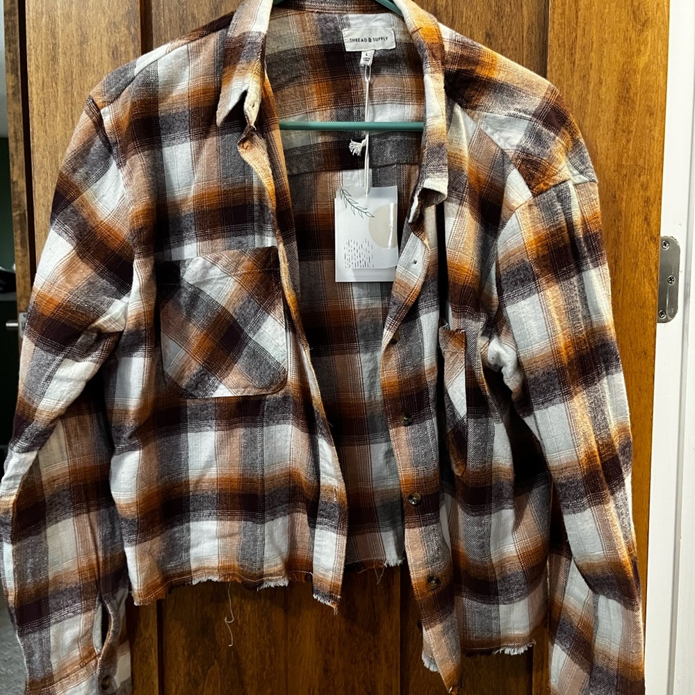 Thread & Supply crop button up Flannel